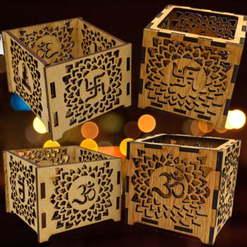 Personalised Diwali Wooden Lantern With Gift, 11 of 12