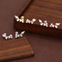 Sterling Silver Cz Cluster 18 G Screw Back Stud Earrings, thumbnail 3 of 11