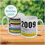 Personalised 16th Birthday Gift Mug Of 2009 Music, thumbnail 1 of 12