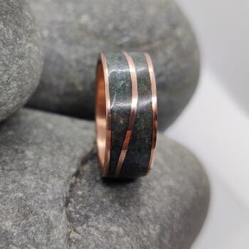Copper Wave Ring With Westmorland Green Slate, 3 of 6