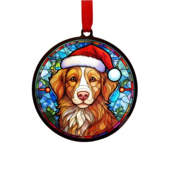 Nova Scotia Duck Tolling Retriever In Santa Hat Suncatcher Decoration, 6 of 6