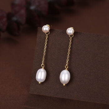 Natural Freshwater Pearl Ear Jacket Earrings In Sterling Silver, 4 of 11