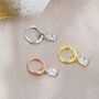Sterling Silver Pear Cut Cz Droplet Hoop Earrings, thumbnail 3 of 12