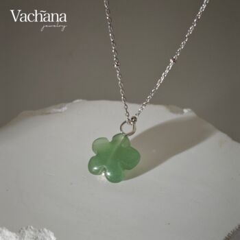 Sterling Silver 925 Flower Green Jade Jewelry Sets, 6 of 8
