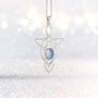 Genuine Opal Triplet Celtic Knot Necklace In Silver, thumbnail 2 of 9