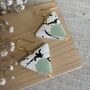 Mint Green Triangle Ceramic Dangle Earrings Gold Plated, thumbnail 1 of 8