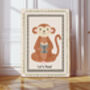 'Let's Read' Monkey Nursery Art Print, thumbnail 1 of 3