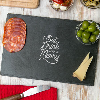 Natural Slate 'Eat, Drink And Be Merry' Serving Board, 3 of 8