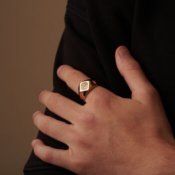 Personalised Gold Signet Ring For Men And Women, Engraved Initials, 4 of 12
