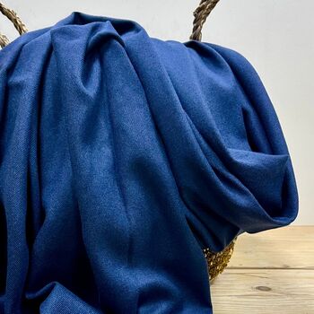 Super Soft Plain Pashmina Style Scarf In Navy Blue, 3 of 3