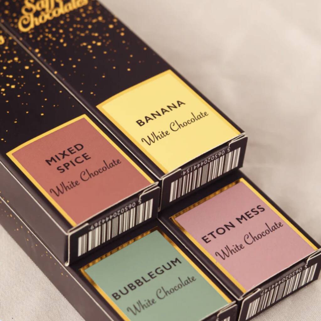 Four Small Luxury Belgian White Chocolate Bars, 1 of 5