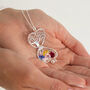 Sterling Silver Family Birthstone Heart Locket Necklace, thumbnail 1 of 11