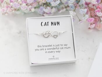 Cat Mum Gift Idea, Sterling Silver Cat Mum Bracelet, Cat Lover Gift, 6 of 10
