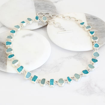 Aquamarine And Apatite Gemstone Made To Order Necklace, 2 of 4