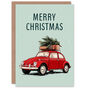 Classic Car Carrying Christmas Tree And Presents Christmas Card, thumbnail 1 of 4