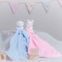Personalised Pink Bunny Plush Rattle Comforter Blanket, thumbnail 4 of 8