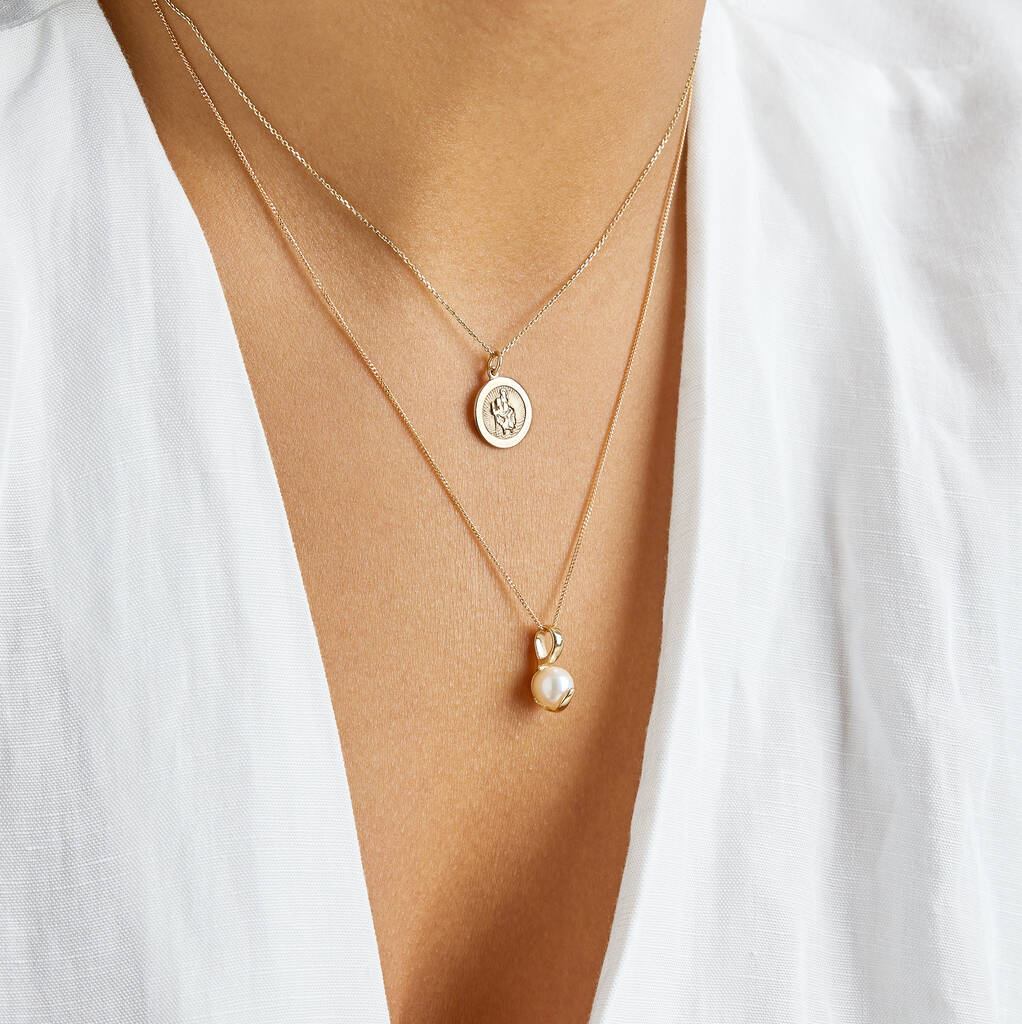 Lily & Roo Initial And Pearl Drop Necklace in Metallic | Lyst