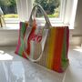 Personalised Connie Rainbow Stripe Straw Patch Tote Bag, thumbnail 1 of 4