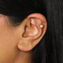 Sterling Silver Flush Set Crystal Piercing Earring In Gold, thumbnail 3 of 4