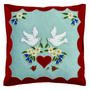 Edelweiss Dove Hand Embroidered Christmas Cushion, thumbnail 2 of 3