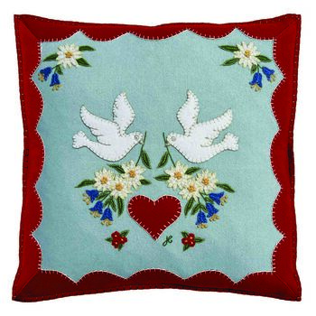 Edelweiss Dove Hand Embroidered Christmas Cushion, 2 of 3