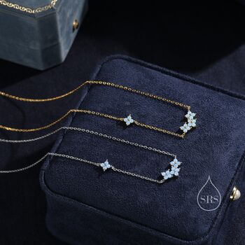 Tiny Blue Hydrangea Bouquet Cz Necklace, 2 of 11