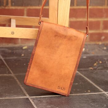 Personalised Long Mini Leather Messenger Bag, 7 of 7
