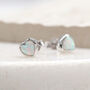Sterling Silver Opal Heart Stud Earrings, thumbnail 2 of 4