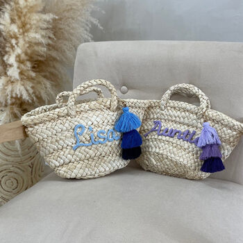 Personalised Mini Straw Basket Bags, 4 of 8