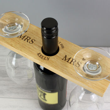 Personalised Married Wine Glass And Bottle Holder, 4 of 4
