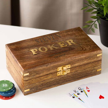 Personalised Luxury Name And Established Wooden Poker Set, 2 of 4