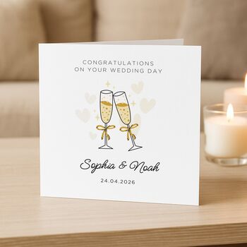 Personalised Congratulations Champagne Wedding Card, 2 of 6
