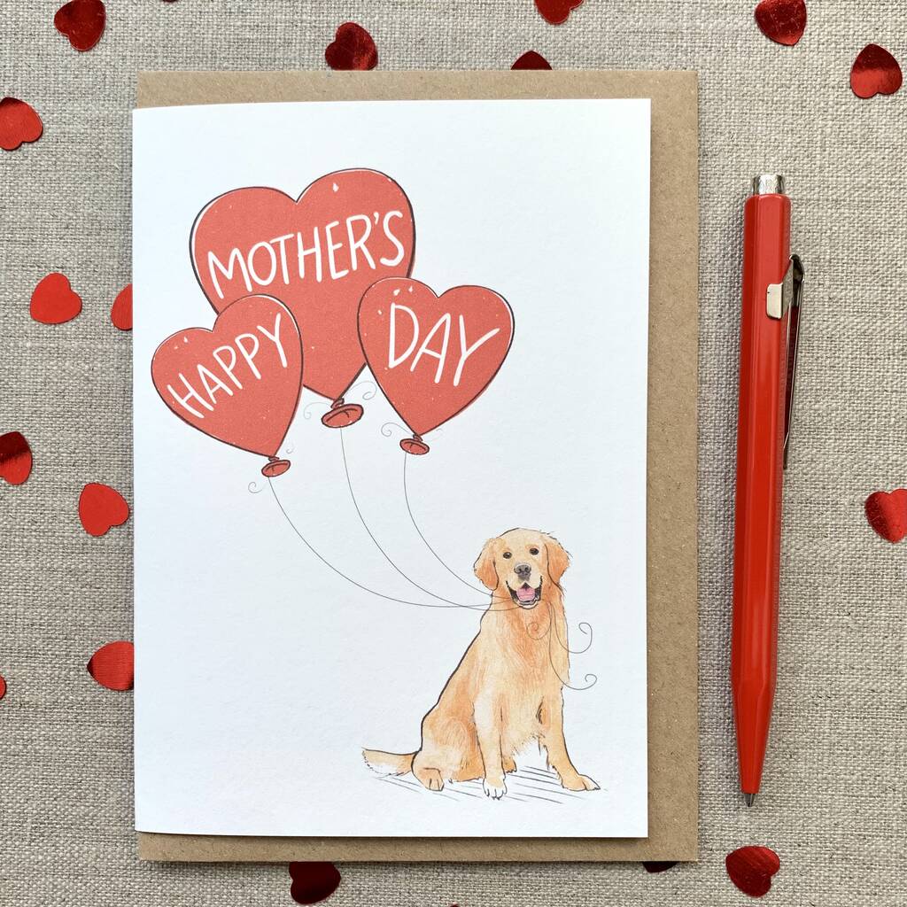 Personalised Golden Retriever Happy Mother's Day Card, 1 of 2