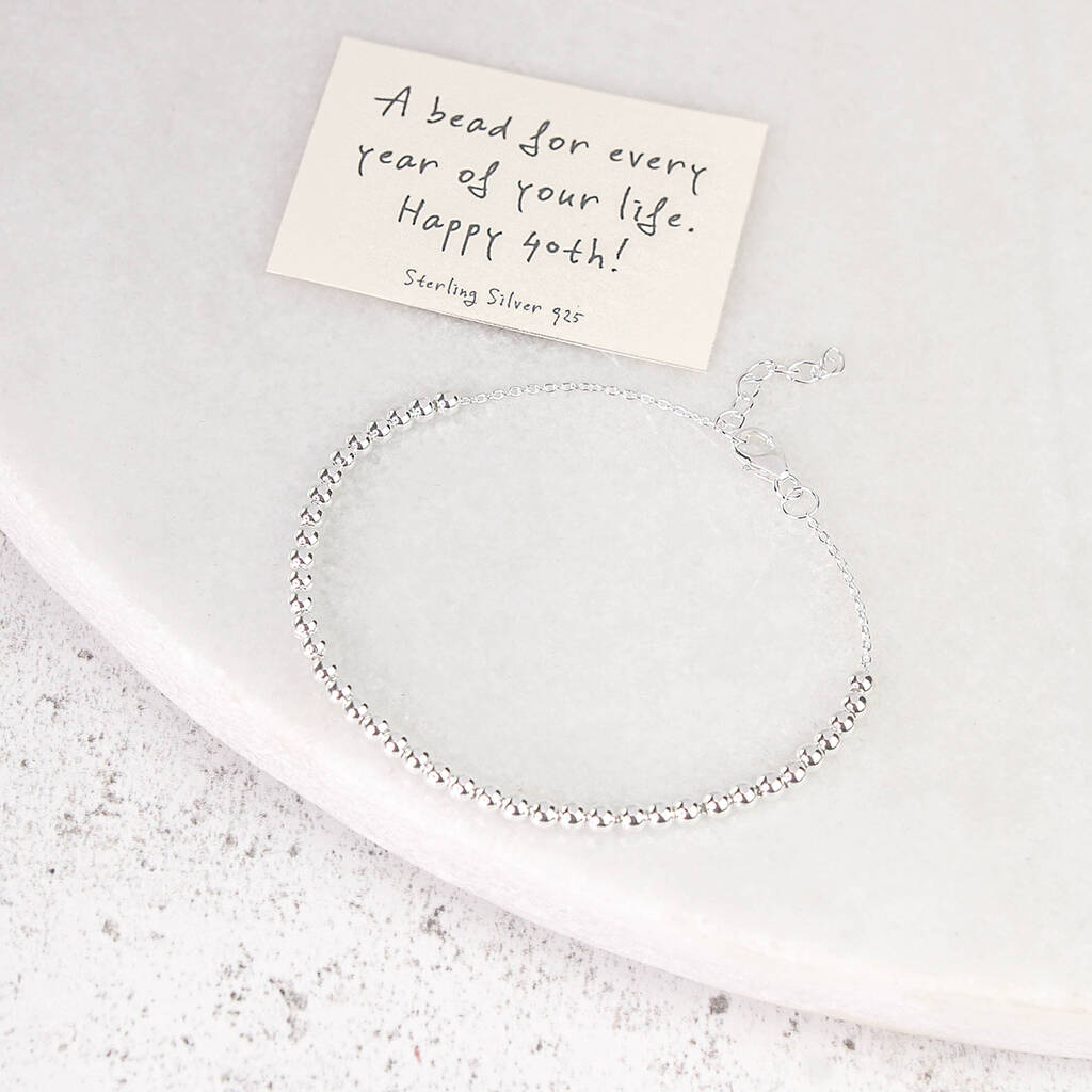 Sterling Silver 925 40th Birthday 40 Beads Bracelet, 1 of 6
