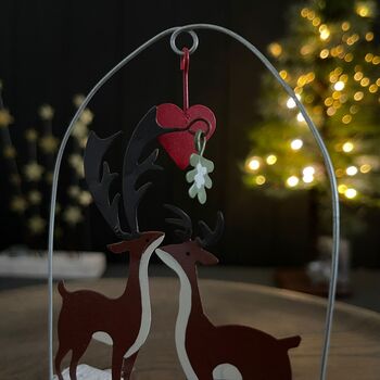 Deers Under Love Heart Christmas Decoration, 4 of 4