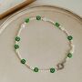 Annie 90s Style Green Evil Eye Pearl Beaded Necklace, thumbnail 2 of 3