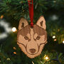 Siberian Husky Dog Wooden Christmas Decoration, thumbnail 1 of 5