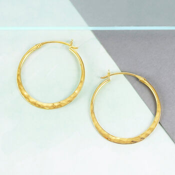 Small Battered Rose Gold Plated Silver Hoop Earrings, 5 of 7