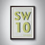 Sw10 Chelsea London Postcode Typography Print, thumbnail 7 of 10