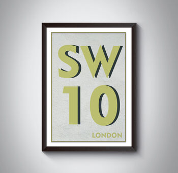 Sw10 Chelsea London Postcode Typography Print, 7 of 10