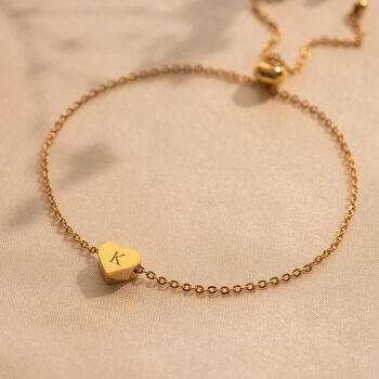 Mini Heart Initial Personalised Slider Bracelet, 3 of 12