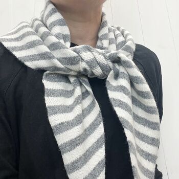 Lambswool Knitted Striped Triangle Scarf, 4 of 6