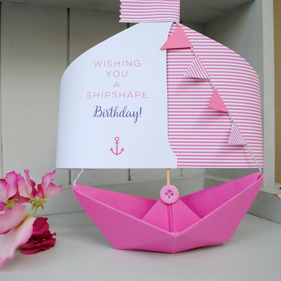 Shipshape Birthday Paper Boat Card By The Little Boathouse ...