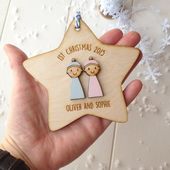 Personalised Twins' First Christmas Tree Decoration, 4 of 5