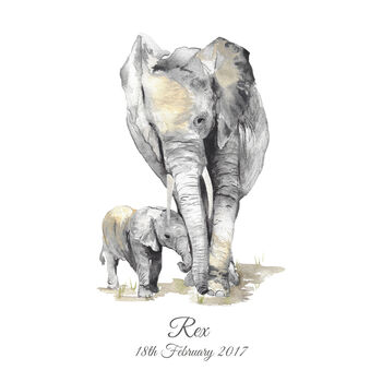 Personalised Elephants Art Print, 2 of 5