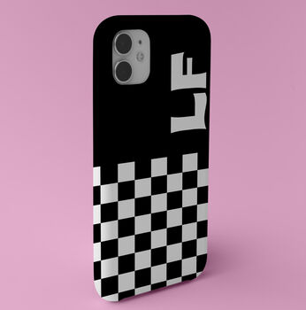 Personalised Checkerboard Initial Phone Case, 3 of 12