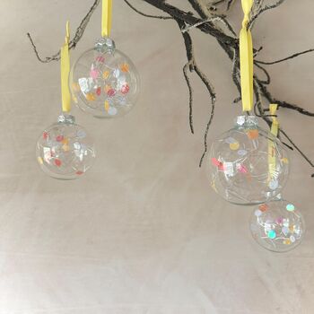 Citrus Baubles Set Of Six Yellow And Orange Baubles Bright Christmas Decor, 3 of 7