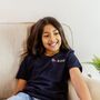 Kids Navy Be Kind Embroidered Organic T Shirt, thumbnail 4 of 4