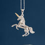 Sterling Silver And Yellow Gold Unicorn Necklace, thumbnail 2 of 12