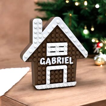 Personalised Lego Compatible Gingerbread House Christmas Tree Ornament, 2 of 5